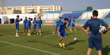 Componentes de la escuadra melillense en una de las sesiones de entrenamientos de esta semana.