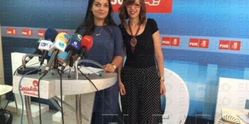 Traima Benhakei, candidata al Senado, y Sabrina Moh, candidata al Congreso, en la sede.