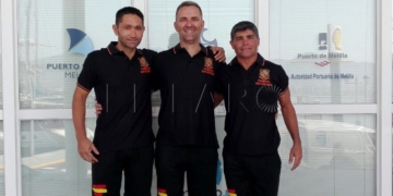 Óscar Moya, Javier Orta y José Carlos, antes de partir de nuestra ciudad hasta tierras gallegas.