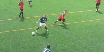 Braim, con el esférico, fue el autor del gol del River Melilla.