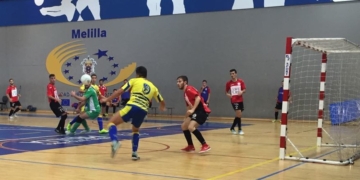 Los melillenses en su anterior partido como local que fue ante el Infantes FS.