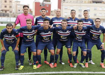 Once inicial del River Melilla, en el encuentro frente al Almería B.