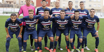 Once inicial del River Melilla, en el encuentro frente al Almería B.