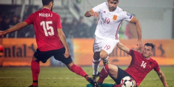 El delantero Diego Costa fue uno de los goleadores en tierras albanesas.