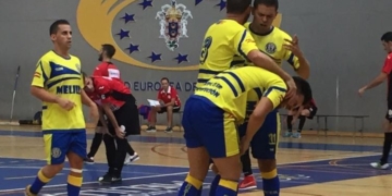 Celebración de uno de los goles del cuadro melillense.
