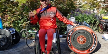 El deportista de nuestra ciudad, una vez que concluyó la competición neoyorkina.