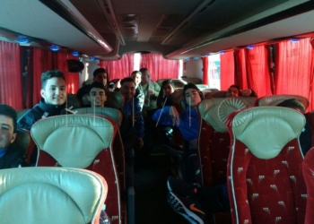 Jugadores merengues, en su camino a Granada.