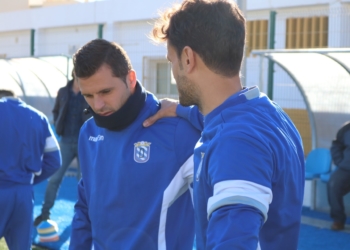 Aznar, en uno de los entrenamientos junto a su compañero Nando de la Rosa.