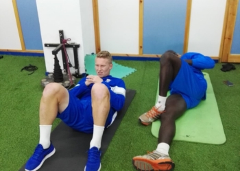 Algunos componentes de la primera plantilla azulina se ejercitaron este martes de manera voluntaria.