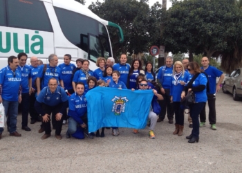 Aficionados melillenses que estuvieron presentes en el último desplazamiento con el equipo de nuestra ciudad.