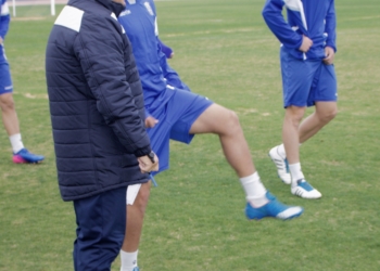 El técnico melillense, en la sesión de entrenamiento de ayer.