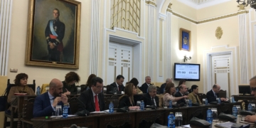 La bancada popular, completa, ayer para la aprobación inicial de los presupuestos de este año.