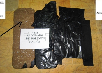 Imágenes de la maleta que ocultaba la droga.