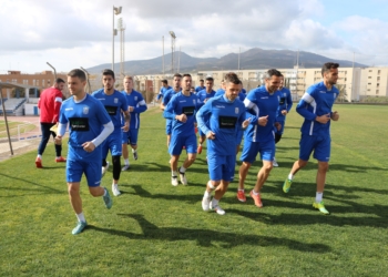 Imagen de los jugadores de la primera plantilla, en una de sus sesiones de entrenamientos.