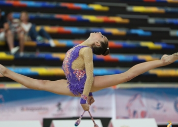 La gimnasta Mireia Gutiérrez, una de las melillenses que estuvo presente en esta competición de alto nivel nacional.