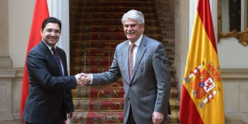 Los ministros de exteriores marroquí y español, ayer en Madrid.
