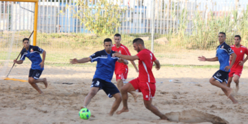 Partido de fútbol playa celebrado en nuestra ciudad.