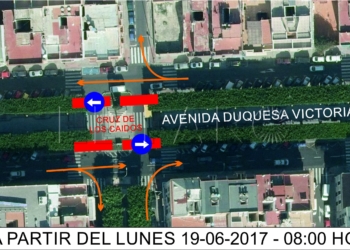 Mapa con las calles transversales a Duquesa de la  Victoria que cambiarán el lunes y pasarán a ser peatonales