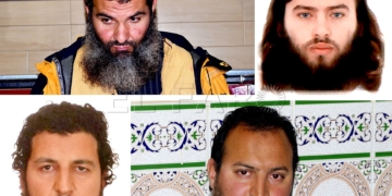 Mustafa Al Lal (arriba izq.), Mustafa Zizaou Mohand, Rachid Abdelnahet Hamed y Benaisa Laghmouchi.