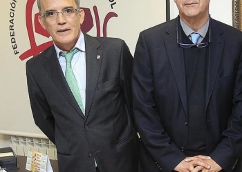 Marcelino Maté, presidente de la Comisión de Segunda B, junto a Ángel María Villar.