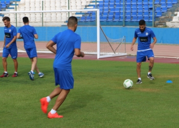 Imagen de la sesión de entrenamientos de ayer.