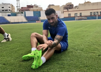 El jugador canario, en una de sus pocas sesiones de entrenamientos.