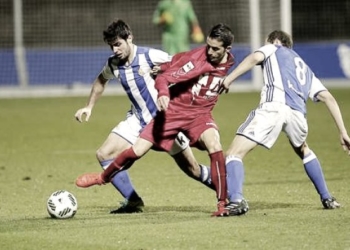 El nuevo jugador azulino, en uno de los partidos con la Real Sociedad B.
