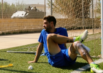 El vigués Pedro Vázquez, durante la sesión de entrenamiento llevada a cabo en la matinal de ayer jueves en el campo de La Cañada