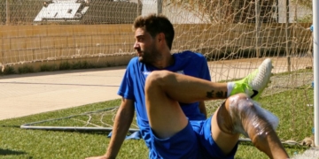 El vigués Pedro Vázquez, durante la sesión de entrenamiento llevada a cabo en la matinal de ayer jueves en el campo de La Cañada