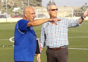 Felipe Sánchez, primer entrenador del Melistar (i), junto al presidente de esta entidad, Juan Manuel Hernández.