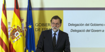 El presidente del Gobierno, Mariano Rajoy, ayer en Barcelona.