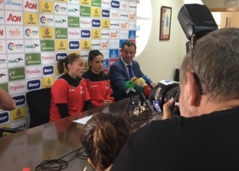 Jugadoras españolas, en la comparecencia previa al partido.