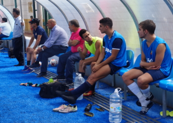 Banquillo del conjunto del Melistar, en el último de los compromiso en el campo de La Espiguera.