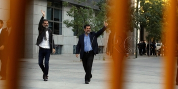 Los presidentes de la Asamblea Nacional Catalana y de Òmnium Cultural, a su llegada a la Audiencia Nacional.