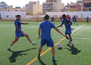 Imagen del entrenamiento azulino de la jornada de ayer.