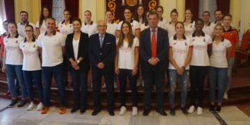 Jugadoras de la Selección Femenina de España, que recientemente estuvieron en nuestra ciudad