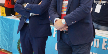 Antonio Miranda (d), junto al presidente de la RFEBM, Francisco Blázquez.
