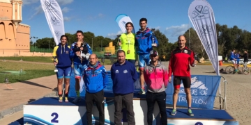 Componentes del pódium del Campeonato de Melilla de Duatlón Cross celebrado en la jornada de ayer