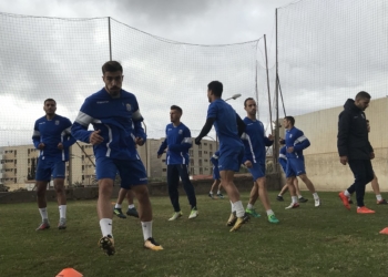 Toda la plantilla de la UD Melilla se ejercitó ayer en una sesión de entrenamientos.