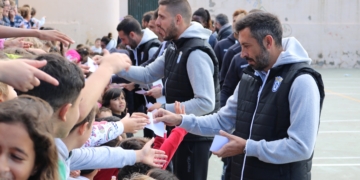El técnico de la escuadra azulina, en su visita al Eduardo Morillas