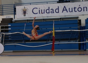 Mireia Gutiérrez, en una de los momentos de su ejercicio.