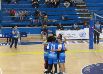 Los jugadores melillenses, en la celebración de uno de sus puntos