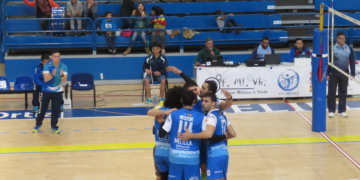 Los jugadores melillenses, en la celebración de uno de sus puntos