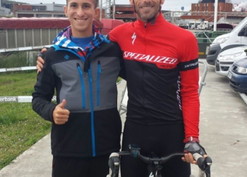 Los dos atletas locales, en Avilés