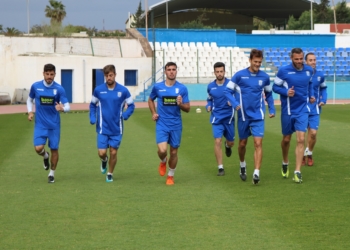 Jugadores de la primera plantilla unionista, en su trabajo de ayer.