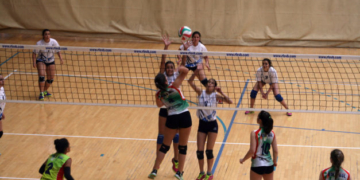 Jugadoras melillenses, en uno de los partidos de anteriores Campeonatos de España.