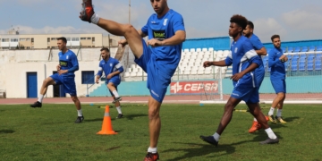 El central Odei, en el entrenamiento realizado por los azulinos en la mañana de ayer