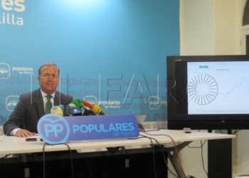 El secretario regional del PP de Melilla, Miguel Marín, ayer en rueda de prensa