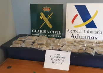 La Guardia Civil interviene en el puerto de Melilla 4,5 kilos de hachís ocultos en el salpicadero de un coche
