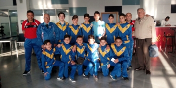 Componentes de la Selección infantil de Melilla, en su desplazamiento hasta la localidad de Puigcerdà.